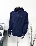 Polo Ralph Lauren Navy Full Zip Hoodie Classic Pony Embroidered Casual Sweatshirt