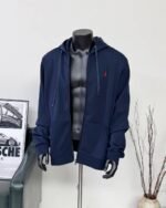 Polo Ralph Lauren Navy Full Zip Hoodie Classic Pony Embroidered Casual Sweatshirt - Image 3