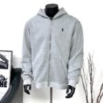 Polo Ralph Lauren Gray Full Zip Hoodie Classic Pony Embroidered Casual Sweatshirt