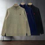 Polo Ralph Lauren Half Zip Turtleneck Cable Knit Sweater Pony Embroidered Warm Pullover