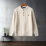 Polo Ralhp Lauren Henley Collar Cable Knit Sweater Pony Embroidered Long Sleeve Warm Pullover - Image 2