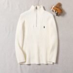 Polo Ralph Lauren Half Zip Turtleneck Sweater Pony Embroidered Vertical Rib Knit Pullover - Image 3