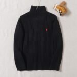 Polo Ralph Lauren Half Zip Turtleneck Sweater Pony Embroidered Vertical Rib Knit Pullover - Image 2