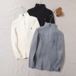 Polo Ralph Lauren Half Zip Turtleneck Sweater Pony Embroidered Vertical Rib Knit Pullover